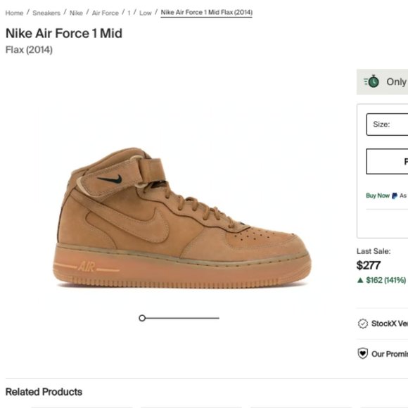 Nike Air Force 1 Mid Flax Sneakers 07 PRM QS One Nikes Shoes 8 Mens 715889-200 - Picture 16 of 16